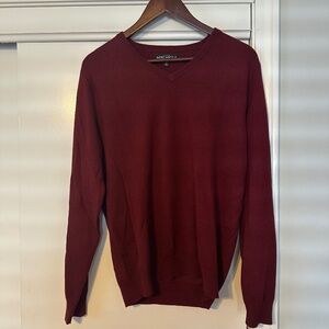 J. Crew Mercantile Red Burgundy V-Neck Wool Blend Sweater M